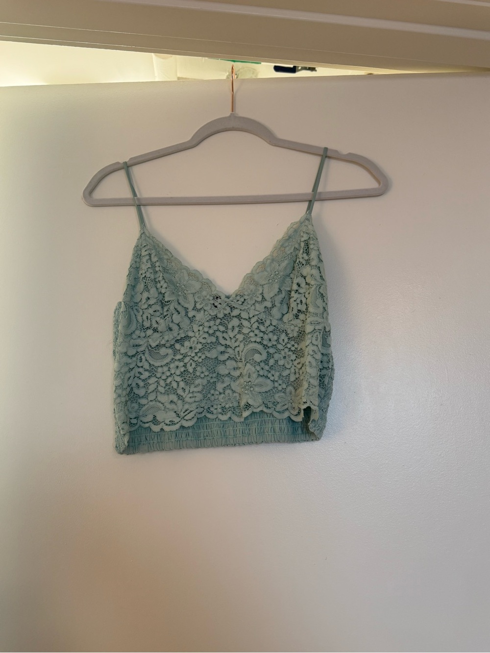 Express Lace Crop Top in Sage Green